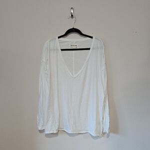 We The Free White V-Neck Long Sleeve Tee